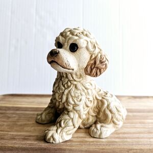 Vintage Enesco Purebred Pets poodle figurine 1984 Kathy Wise ceramic tan